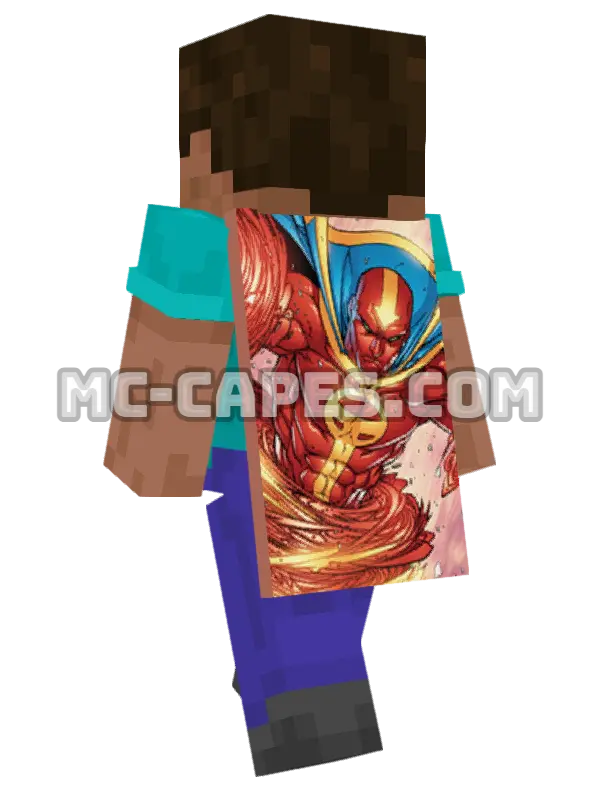 Red Tornado Minecraft cape worn on a player, seen from behind