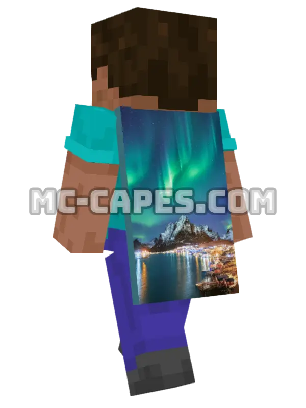 Reine Aurora Minecraft cape worn on a player, seen from behind