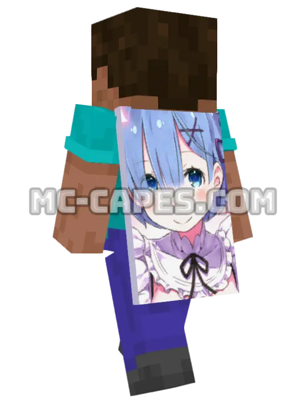 Rem Minecraft cape worn on a player, seen from behind