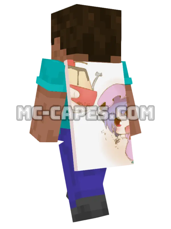 Remilia Scarlet Chibi Minecraft cape worn on a player, seen from behind