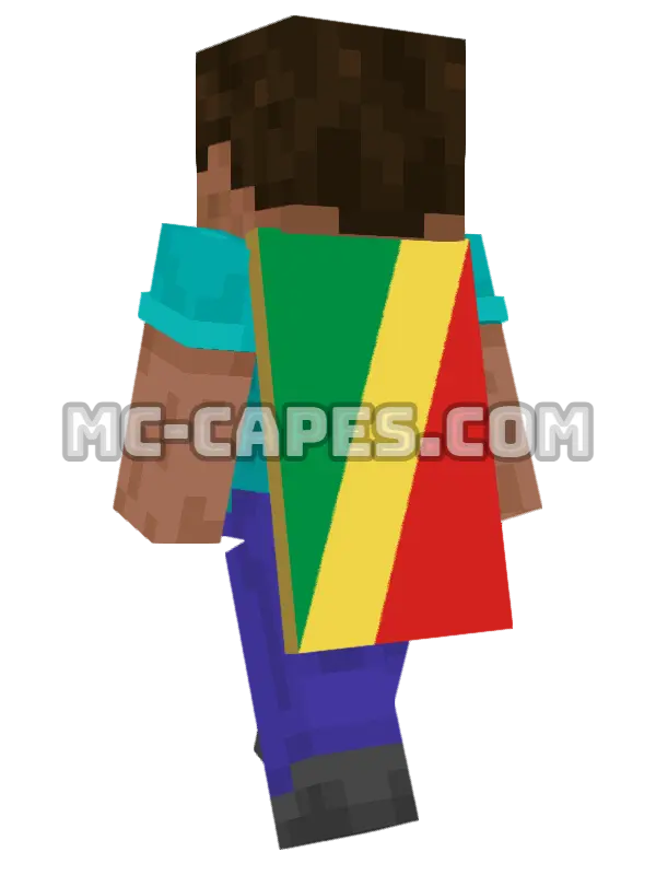 Republic of the Congo Flag Minecraft cape worn on a player, seen from behind