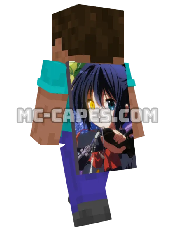Rikka Takanashi Minecraft cape worn on a player, seen from behind