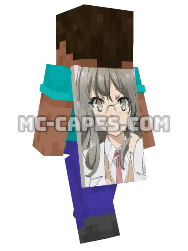 Rio Futaba Minecraft cape worn on a player, seen from behind