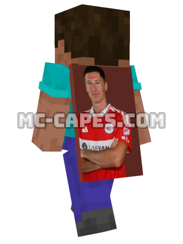 Robert Lewandowski Minecraft cape worn on a player, seen from behind