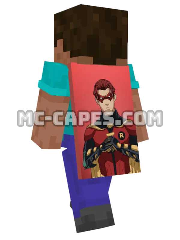 Robin II Minecraft cape worn on a player, seen from behind