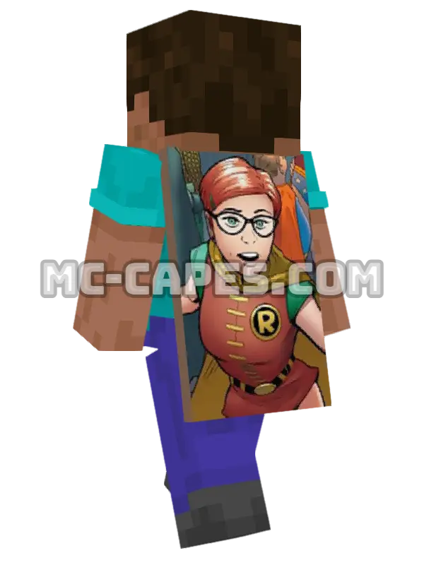 Robin VI Minecraft cape worn on a player, seen from behind