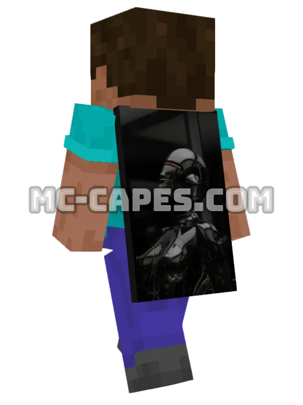 Robot Illustration Minecraft cape worn on a player, seen from behind