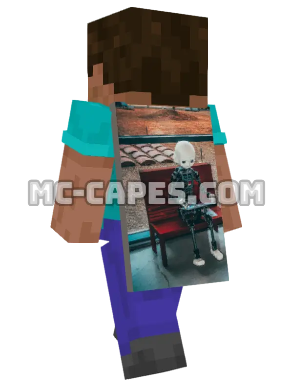 Robot Toy Minecraft cape worn on a player, seen from behind