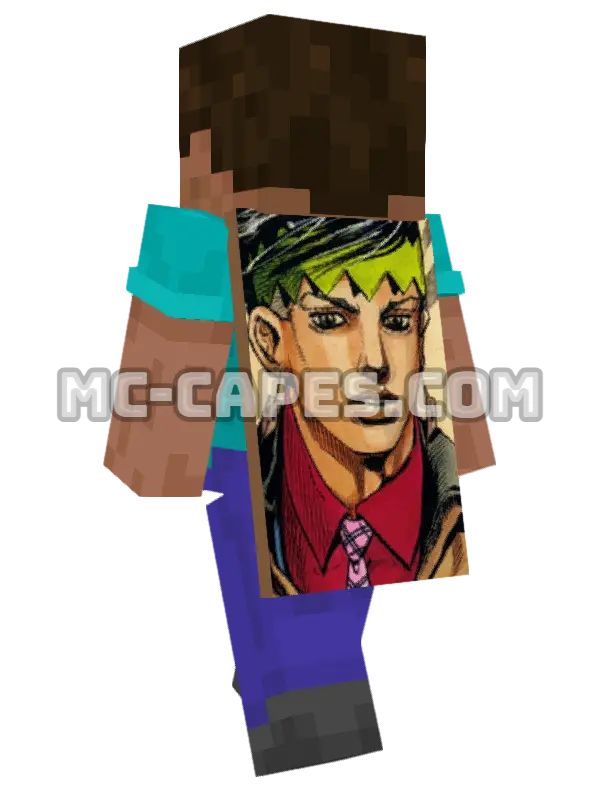Rohan Kishibe Minecraft cape worn on a player, seen from behind