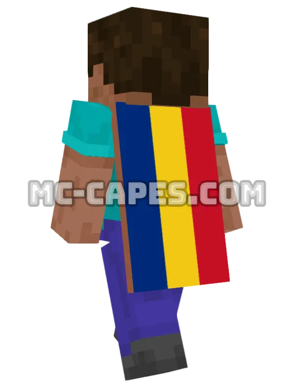Romania Flag Minecraft cape worn on a player, seen from behind