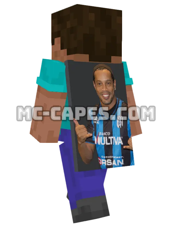 Ronaldinho Minecraft cape worn on a player, seen from behind