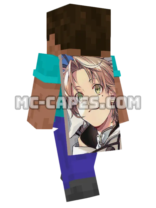 Rudeus Greyrat Minecraft cape worn on a player, seen from behind