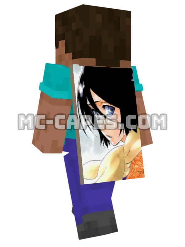 Rukia Kuchiki Minecraft cape worn on a player, seen from behind