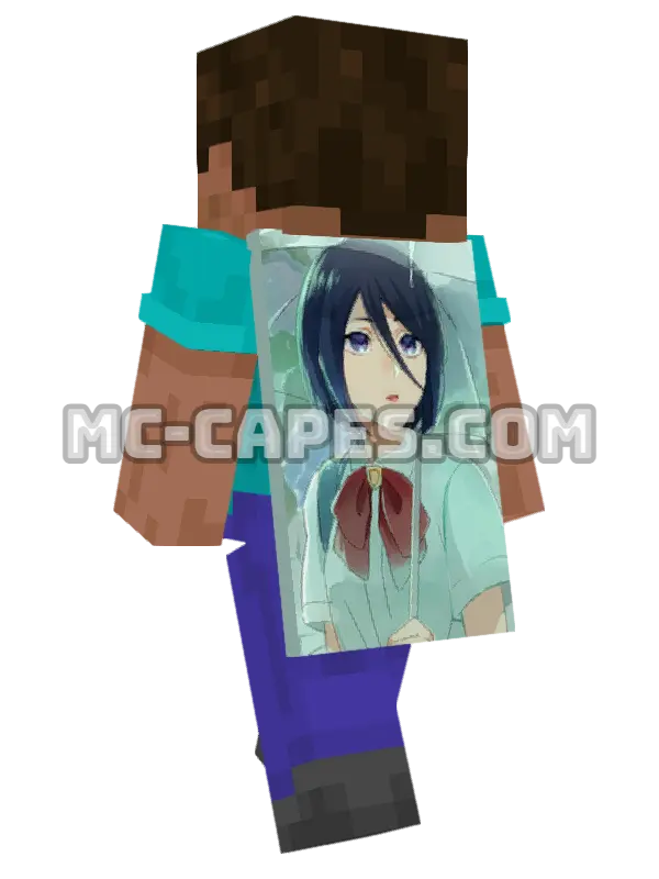 Rukia Kuchiki School Uniform Minecraft cape worn on a player, seen from behind