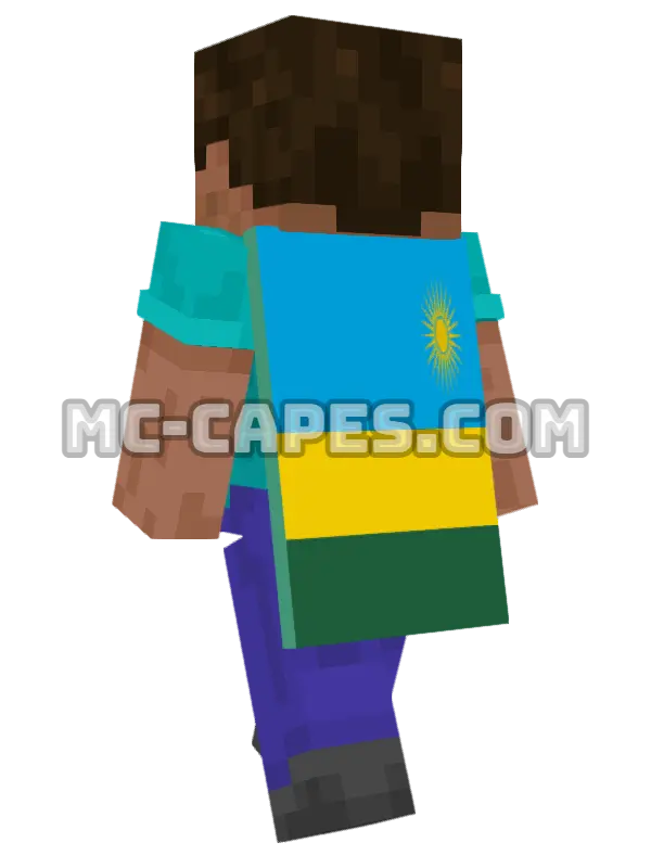 Rwanda Flag Minecraft cape worn on a player, seen from behind