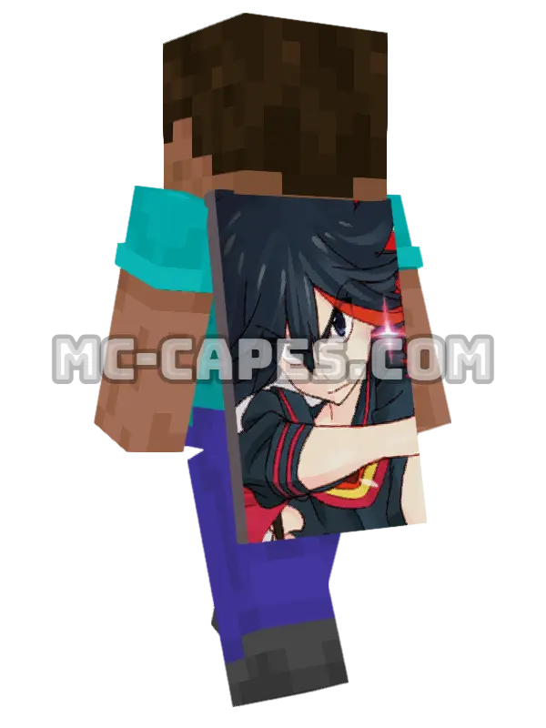 Ryuuko Matoi Minecraft cape worn on a player, seen from behind