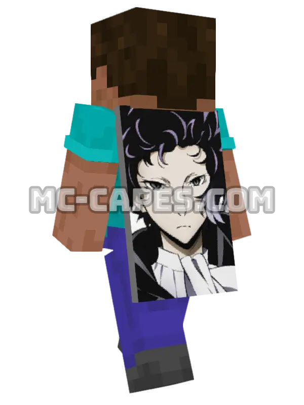 Ryuunosuke Akutagawa Minecraft cape worn on a player, seen from behind