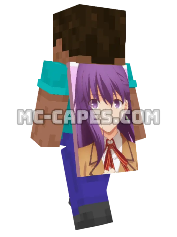 Sakura Matou Minecraft cape worn on a player, seen from behind