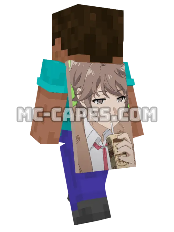 Sakuta Azusagawa Minecraft cape worn on a player, seen from behind