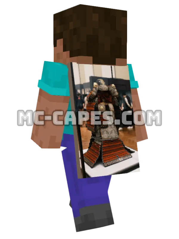 Samurai Armor Minecraft cape worn on a player, seen from behind