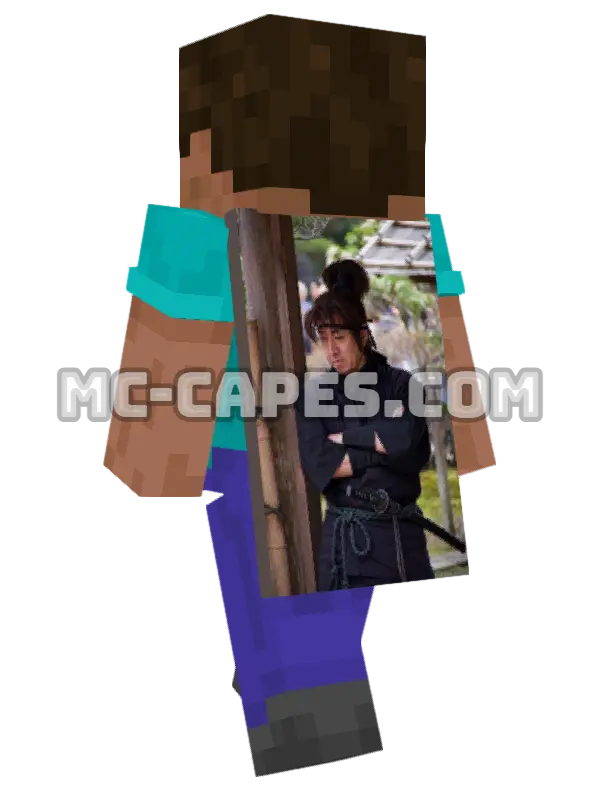 Samurai Garden Minecraft cape worn on a player, seen from behind