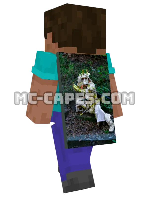 Samurai Warrior Minecraft cape worn on a player, seen from behind