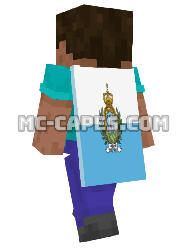 San Marino Flag Minecraft cape worn on a player, seen from behind