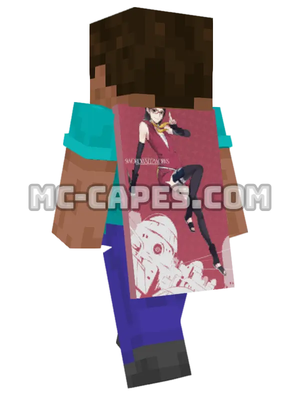 Sarada Uchiha Dress Minecraft cape worn on a player, seen from behind