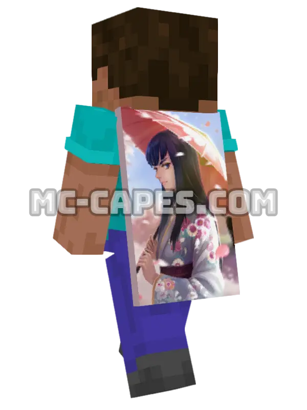Satsuki Kiryuin Kimono Minecraft cape worn on a player, seen from behind