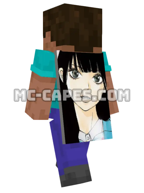 Sawako Kuronuma Minecraft cape worn on a player, seen from behind