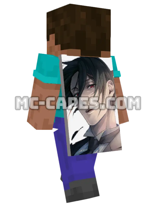 Sebastian Michaelis Minecraft cape worn on a player, seen from behind