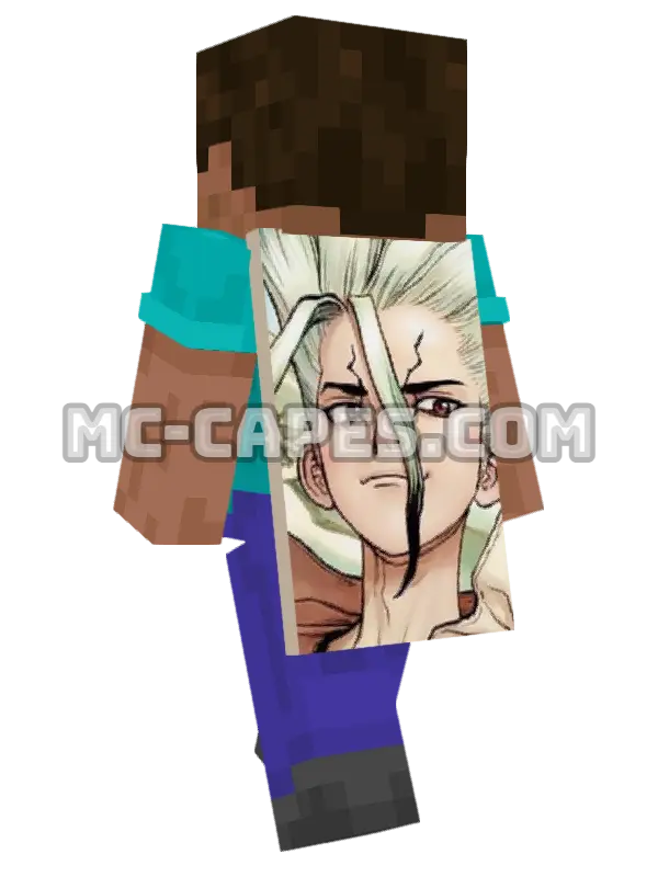 Senkuu Ishigami Minecraft cape worn on a player, seen from behind