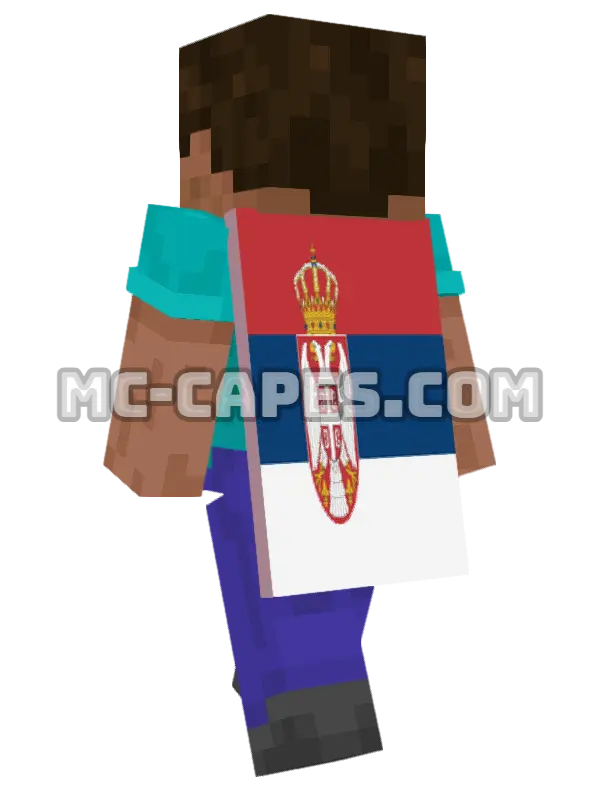 Serbia Flag Minecraft cape worn on a player, seen from behind
