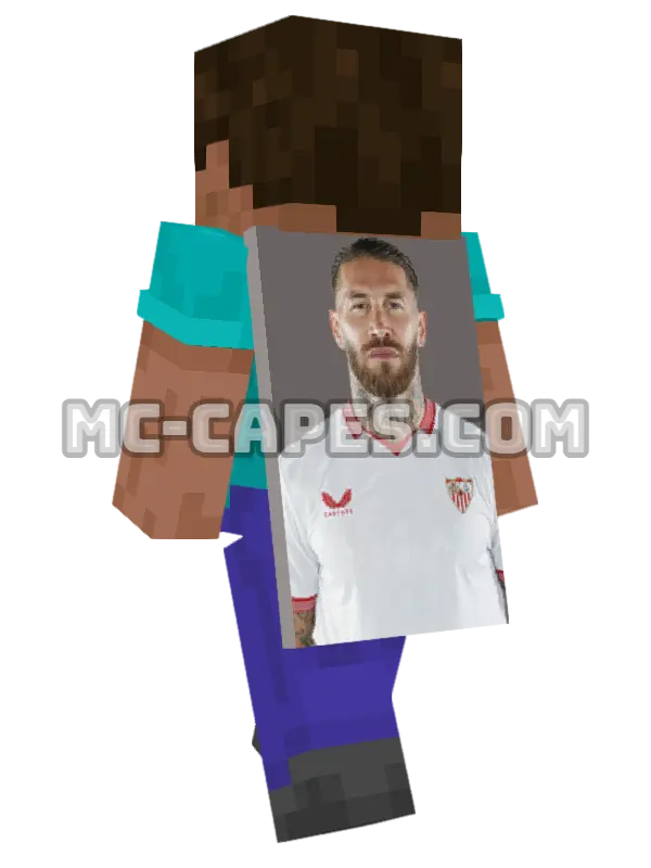 Sergio Ramos Minecraft cape worn on a player, seen from behind