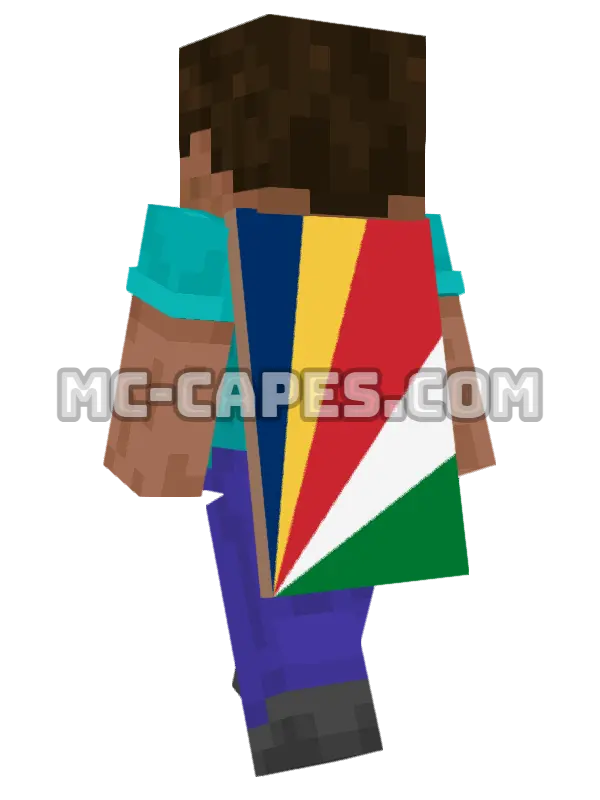 Seychelles Flag Minecraft cape worn on a player, seen from behind