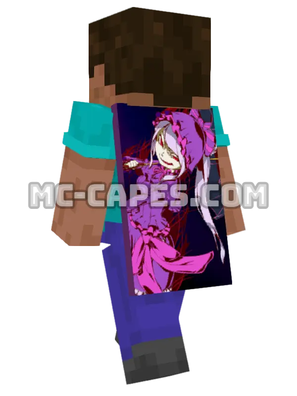 Shalltear Gothic Lolita Minecraft cape worn on a player, seen from behind