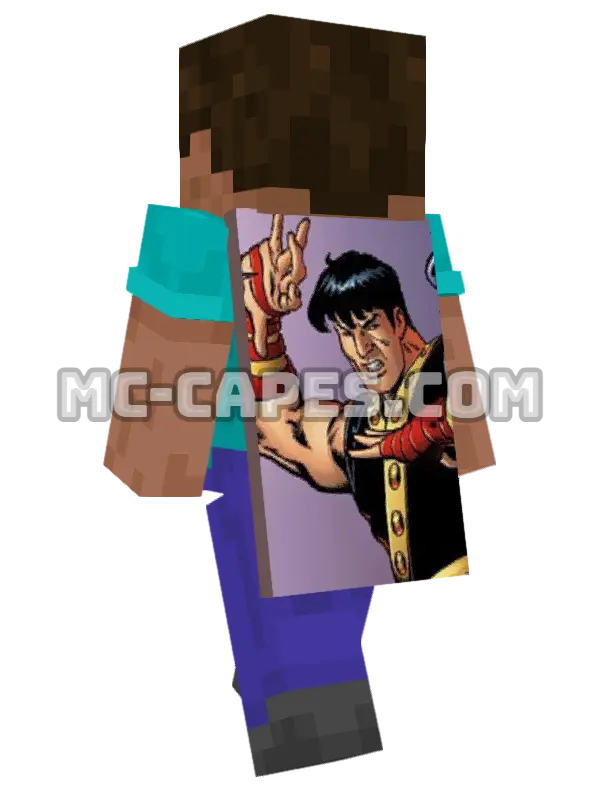 Shang-Chi Minecraft cape worn on a player, seen from behind