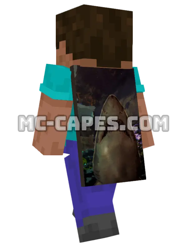 Shark Mouth Open Minecraft cape worn on a player, seen from behind
