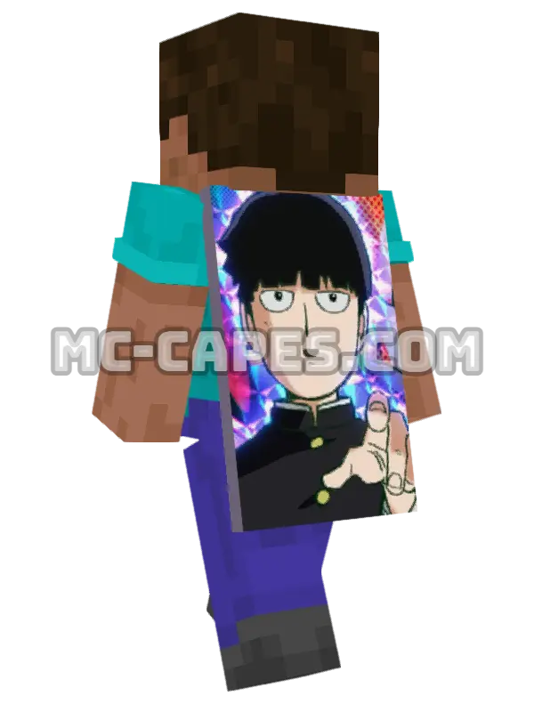 Shigeo Kageyama Minecraft cape worn on a player, seen from behind