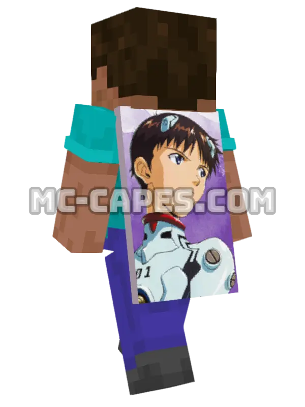 Shinji Ikari Minecraft cape worn on a player, seen from behind