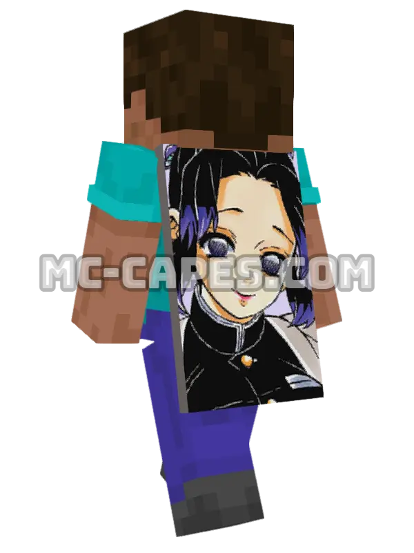 Shinobu Kochou Minecraft cape worn on a player, seen from behind