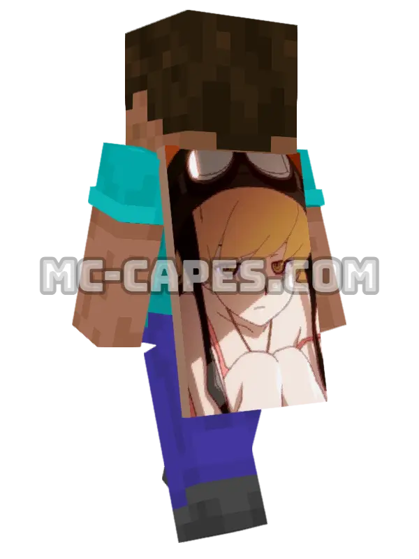 Shinobu Oshino Minecraft cape worn on a player, seen from behind