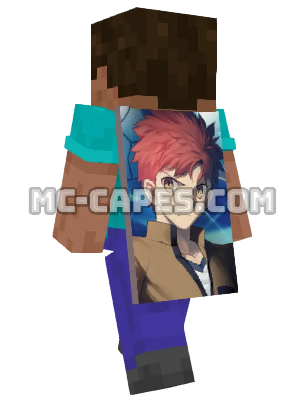 Shirou Emiya Minecraft cape worn on a player, seen from behind