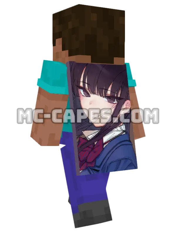 Shouko Komi Minecraft cape worn on a player, seen from behind