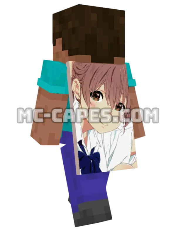 Shouko Nishimiya Minecraft cape worn on a player, seen from behind
