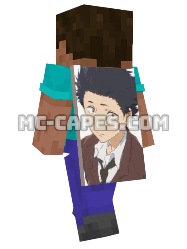 Shouya Ishida Minecraft cape worn on a player, seen from behind