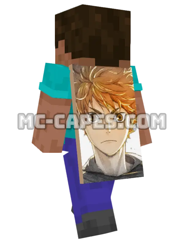 Shouyou Hinata Minecraft cape worn on a player, seen from behind
