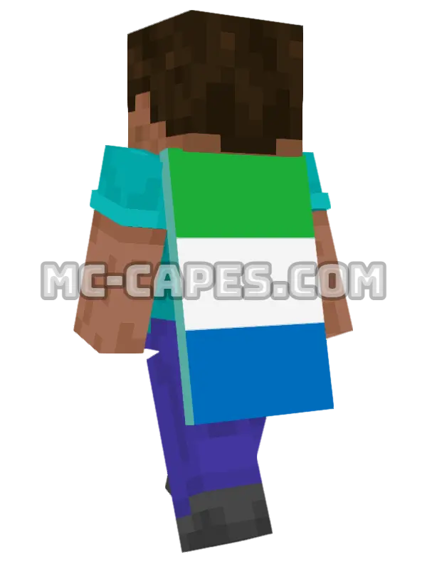Sierra Leone Flag Minecraft cape worn on a player, seen from behind