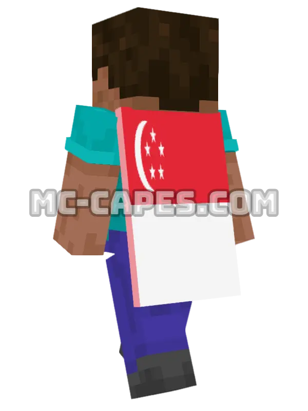 Singapore Flag Minecraft cape worn on a player, seen from behind