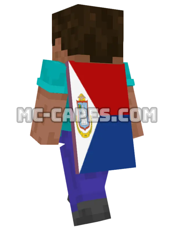 Sint Maarten Flag Minecraft cape worn on a player, seen from behind